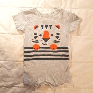George Gray Romper with Orange & Black Tiger Face